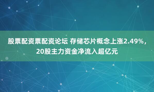股票配资票配资论坛 存储芯片概念上涨2.49%，20股主力资金净流入超亿元
