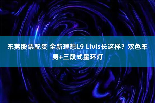 东莞股票配资 全新理想L9 Livis长这样？双色车身+三段式星环灯